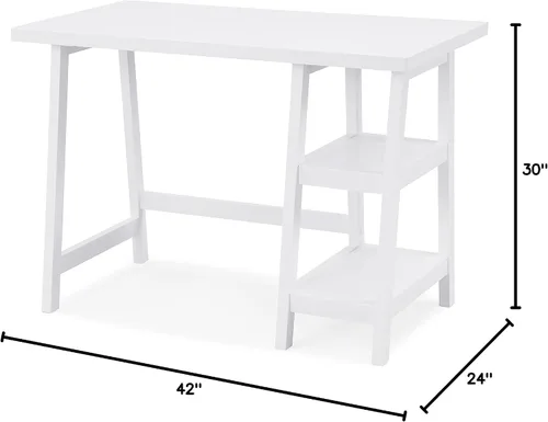 Miniatura 3 de Verone Escritorio de madera con estantes de almacenamiento, color blanco
