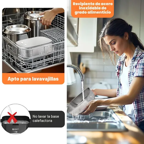 Miniatura 7 de Annie & Mia Design Fiambrera eléctrica para adultos, 100 W, 1.8 L, calentador de alimentos portátil para hombres, lonchera térmica para adultos