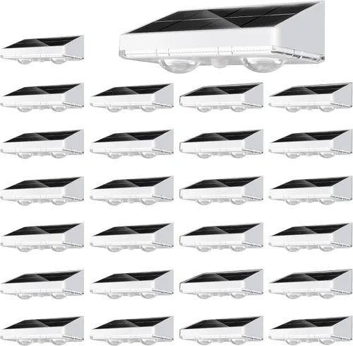 Miniatura 10 de NIORSUN - Luces solares para valla, paquete de 8 luces solares para terraza, color blanco cálido, bombilla impermeable para exteriores LED IP65