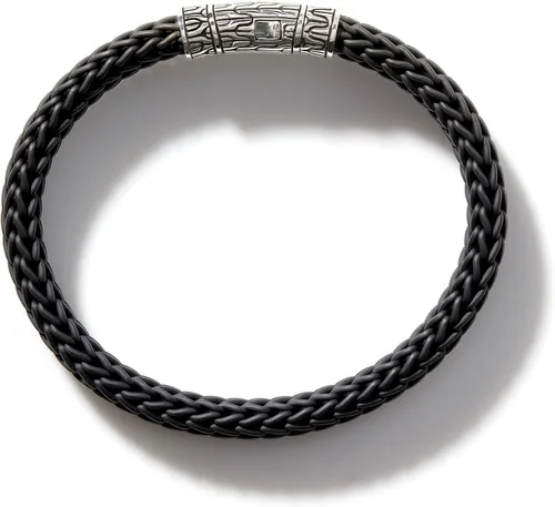 Miniatura 5 de Pulsera clásica de plata de 0.413in de caucho negro con cierre de empuje