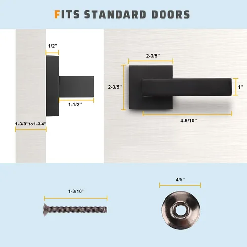 Miniatura 5 de KNOBWELL Paquete de 1 palanca ficticia de servicio pesado para puerta interior, mango ficticio de servicio pesado, de un solo lado, acabado negro