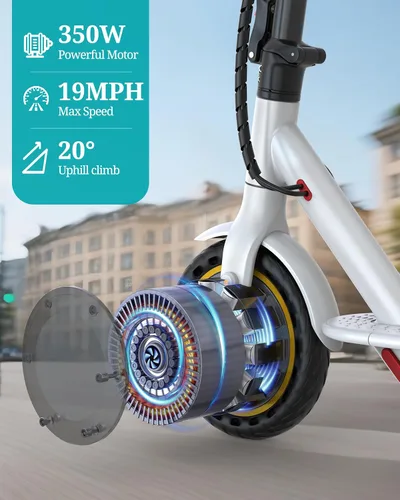 Miniatura 3 de Qlaway Electric Scooter for Adults, 350W/500W Motor, 16-22 Miles Range, 8.5"/10" Solid Tires, Dual Braking & Suspension, Folding Portable Commuting