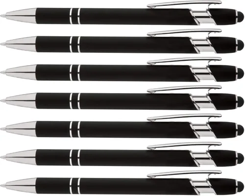Miniatura 9 de Express Pencils Bolígrafo Rainbow de goma suave al tacto con punta de lápiz capacitivo, un elegante bolígrafo de metal premium, tinta negra, punta