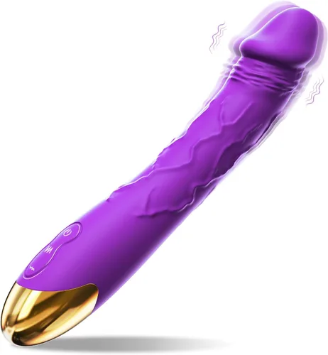 Vibrador de dildo realista de 7.6 pulgadas para mujeres, 10 potentes modos de vibración para estimulación del clítoris y punto G, juguetes sexuales