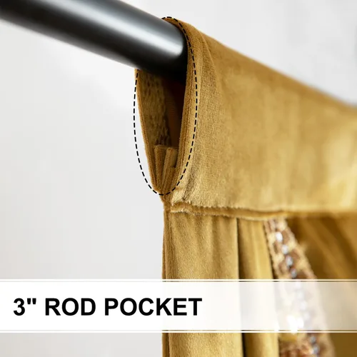 Miniatura 4 de VOGOL Cenefa de cortinas de terciopelo grueso para dormitorio, cenefas de cascada de lujo con aislamiento térmico dorado para sala de estar formal
