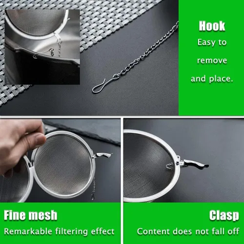 Miniatura 3 de Tea Steeper, 2 unidades de infusor de té de malla, filtro de té de alta calidad, difusor de intervalo de té con gancho de cadena extendido