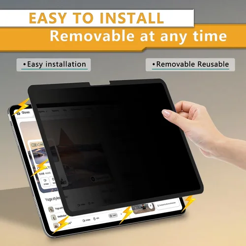 Miniatura 4 de ZOEGAA Pantalla de privacidad para iPad Pro de 11 pulgadas (chip M4 2024), protector de pantalla extraíble y reutilizable para iPad Pro de 11