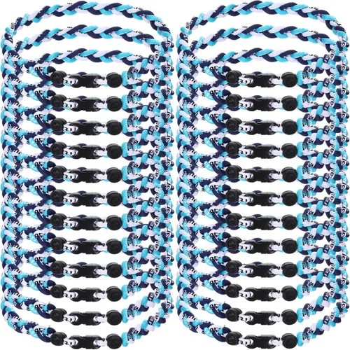 Miniatura 10 de Zeyune Collar de béisbol de 18 pulgadas para niños, tres cuerdas trenzadas, tornado, titanio, collar de cuerda de béisbol para hombre