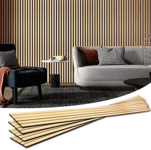 Miniatura 13 de Art3d Paneles acústicos de listones de madera para decoración elegante y reducción de ruido, panel texturizado 3D para techo y pared, paquete