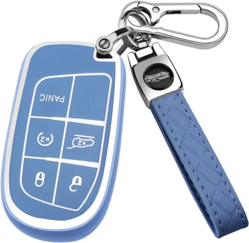 Miniatura 9 de XIYANG TRADE Funda para llavero Jeep con llavero, carcasa de TPU suave protección completa para llave inteligente Grand Cherokee Renegade Chrysler