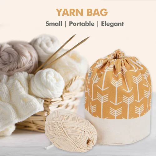 Miniatura 8 de TOGETRUE Bolsa de Hilo, Bolsa Pequeña para Tejer y Ganchillo, Organizador de Bolsas de Almacenamiento de Hilo Portátiles para Proyectos de Amarillo