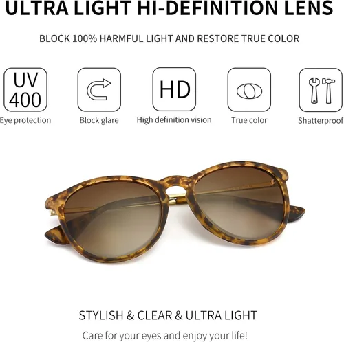 Miniatura 2 de SUNGAIT Gafas de sol redondas vintage para mujeres y hombres, estilo clásico retro