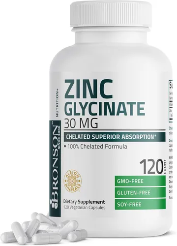 Miniatura 8 de Bronson Glicinato de zinc 30 mg quelatado absorción superior 100% fórmula quelatada sin OMG, 240 cápsulas vegetarianas