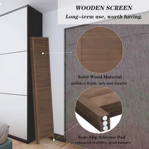 Miniatura 4 de Divisor de habitación de madera de 3 paneles para separación de habitaciones, pantalla de privacidad plegable de 5.6 pies de alto, divisor de pared