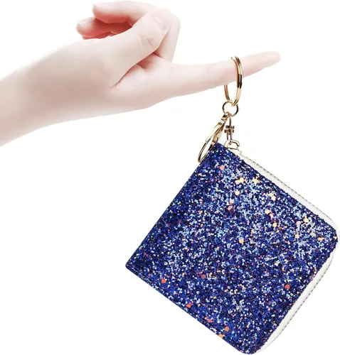Miniatura 34 de GEEAD - Monedero pequeño con purpurina para mujer o niña, con anillo para llavero