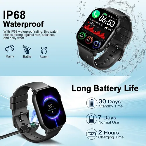 Miniatura 7 de Reloj inteligente (responder/hacer llamada), 1.96" HD para hombres y mujeres, nuevo reloj de fitness 2025 con más de 100 modos deportivos, monitor