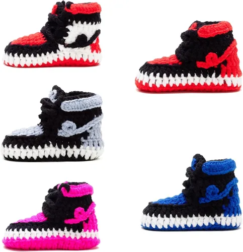Miniatura 4 de Itzzy Bitzzy Zapatillas de bebé Zapatos de ganchillo para bebés Botines suaves para niños y niñas Zapatos de suela suave sin cordones