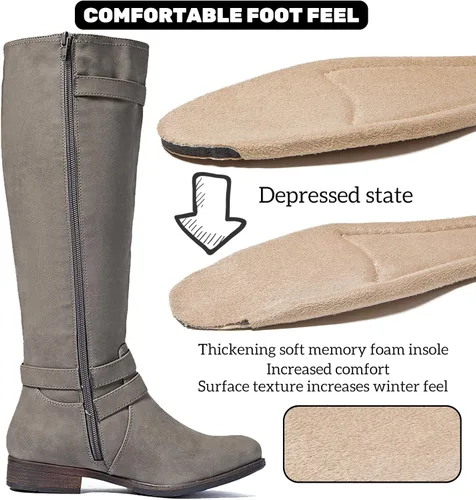 Miniatura 3 de Botas altas hasta la rodilla para mujer, elegantes y cómodas, con punta redonda, cierre de cremallera lateral, para otoño e invierno para mujer