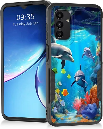 Miniatura 118 de Funda para Galaxy A14 5G, resistente de doble capa híbrida de policarbonato duro, goma suave, a prueba de golpes, funda protectora resistente