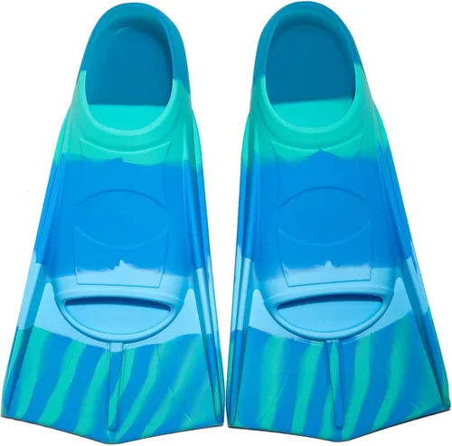 Miniatura 48 de Aletas de natación para niños, aletas cortas para niños y jóvenes, aletas de natación para entrenamiento de natación para niños, niñas, niños Azul