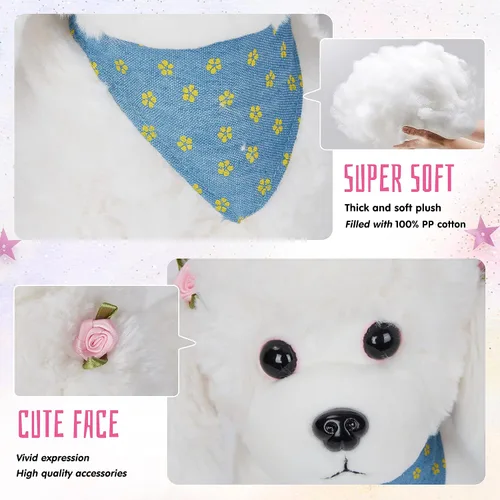 Miniatura 6 de Cachorro de caniche blanco realista, animal de peluche suave y adorable para abrazar, juguete de peluche para el día del niño, día festivo