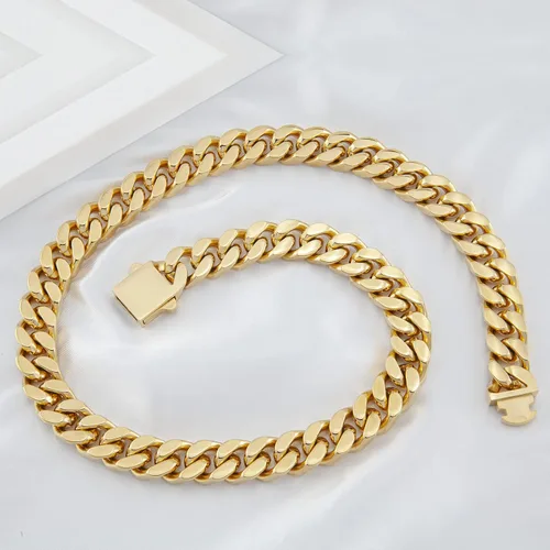 Miniatura 8 de GUQILA Cadena de eslabones cubanos para hombre, acero inoxidable, chapado en oro de 18 quilates, collar de cadena cubana de Miami, plata hip-hop
