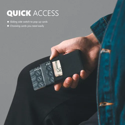 Miniatura 3 de VULKIT Billetera minimalista con ventana de identificación y bolsillo EDC con bolsillo desplegable para tarjetas de crédito y bloqueo RFID, diseño
