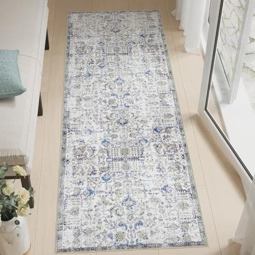 Miniatura 15 de jinchan Kalen - Alfombra de área lavable con diseño floral vintage, alfombra de entrada de medio círculo de 2 x 3, tapete de media luna de pelo