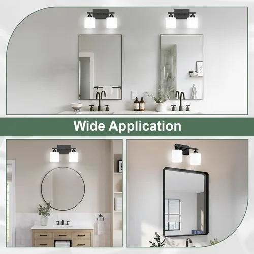 Miniatura 3 de Luces de baño negras sobre espejo, lámpara de tocador anti-óxido para baño, moderna lámpara de pared de 2 luces para sala de estar, base estándar