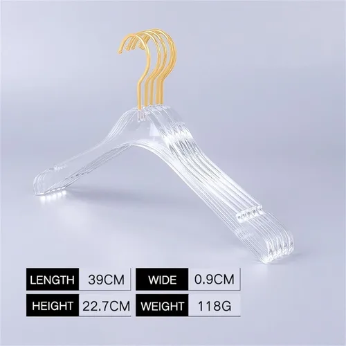 Miniatura 2 de Perchas acrílicas con gancho dorado, ropa transparente, perchas estándar para bodas y damas de honor de mujer