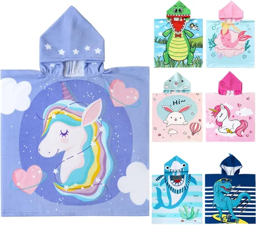 Miniatura 26 de NovForth Toalla de Playa para Niños y Niñas, Envoltorio de Toalla de Baño con Capucha de Cocodrilo, Toalla de Piscina para Niños Pequeños con Capucha