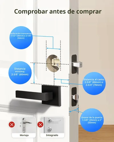 Miniatura 7 de Philips Juego de cerradura de puerta delantera, cerradura electrónica de huellas dactilares con 2 manijas de palanca, cerradura de puerta de entrada