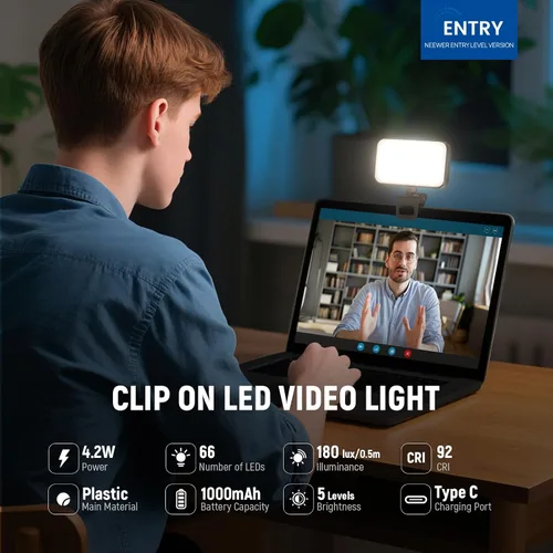 Miniatura 3 de NEEWER Versión de Nivel de Entrada Luz LED para Selfie, Clip de Plástico para Relleno de Luz en Teléfono para iPhone, 66 LEDs CRI92 Portátil