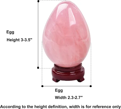 Miniatura 4 de AMOYSTONE Huevo de cristal de cuarzo rosa natural grande para curación y práctica de reiki, piedra de decoración del hogar con base, 3-3.5 pulgadas
