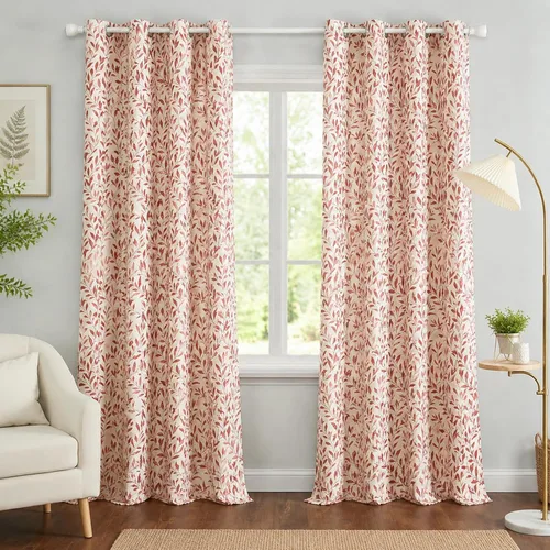 Miniatura 16 de VOGOL Cortinas de dormitorio con estampado de pájaros, paneles de ventana con ojales florales que oscurecen la habitación, cortinas de lino Morado