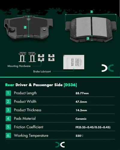 Miniatura 4 de SCITOO - Juego de pastillas de freno de cerámica, 8 pastillas de freno para Honda CR-V 2002-2004, 2003-2011 para Honda Element