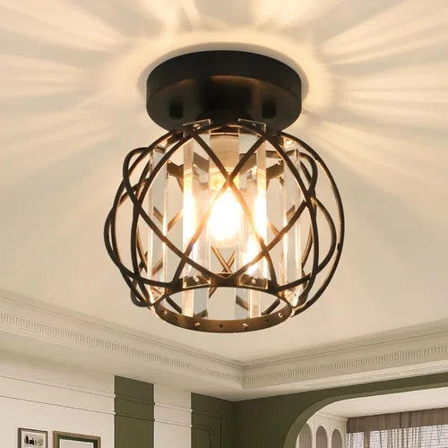 Lámparas de techo para pasillo, montaje empotrado, E26, iluminación de techo con candelabro pequeño de cristal, iluminación interior para vestíbulo,