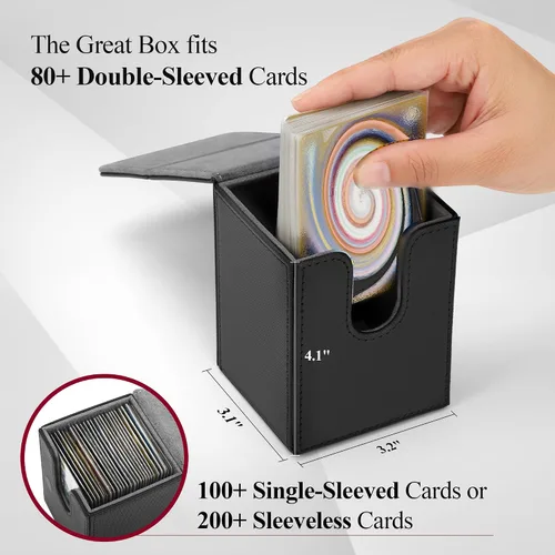 Miniatura 3 de Caja de cubierta TCGUARD para almacenamiento de cartas MTG, con capacidad para 100 o más cartas con funda individual, forro de microfibra y caja