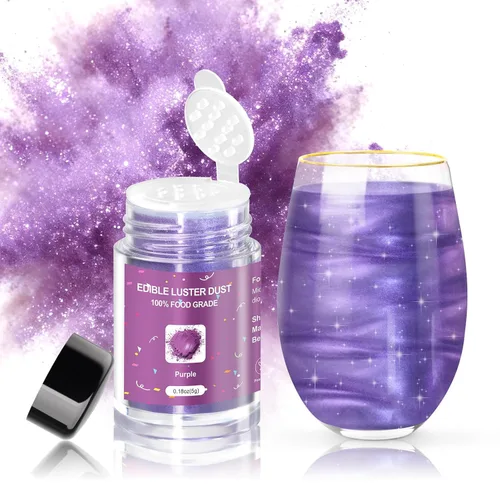 Miniatura 11 de CRPTHE Polvo de Polvo de Lustre Azul Comestible 5g, Purpurina Comestible para Bebidas, Polvo de Purpurina de Grado Alimenticio para Cócteles