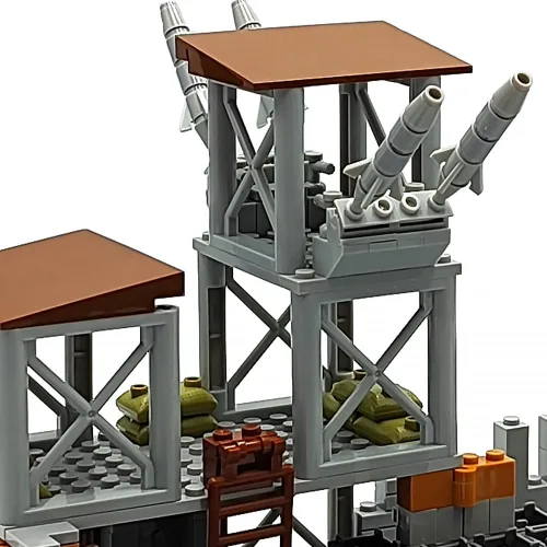 Miniatura 8 de Conjunto de bloques de construcción de base militar ZHX para accesorios de guerra de minifiguras del ejército, torre de guardia de base de defensa