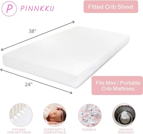 Miniatura 5 de PINNKKU Juego de ropa de cama de cuna de 3 piezas para niños y niñas, incluye falda de cuna, manta, sábana, ropa de cama de bebé, floral, tamaño mini