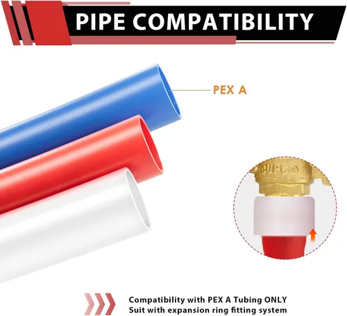 Miniatura 5 de Paquete de 2 EFIELD Válvula de bola de latón de cierre completo de puerto completo de expansión de Pex A de 1/2 pulgada con oreja caída, rojo