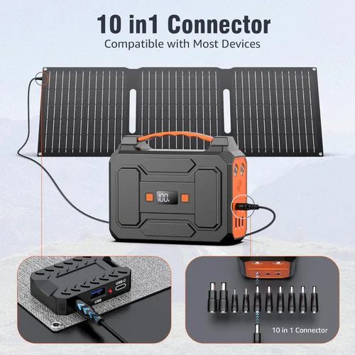 Miniatura 5 de Cargador de panel solar portátil de 30 W, kit de panel solar plegable con salida DC/USB C/USB A para banco de energía, estación de teléfono