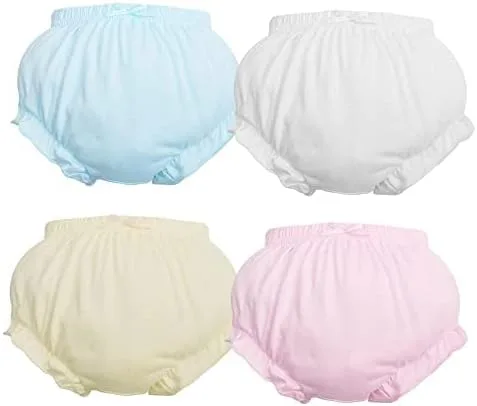 4 Pcs Baby Bloomers for Toddler Girls Newborn Diaper Covers for Girls Cotton Briefs Shorts Underwear