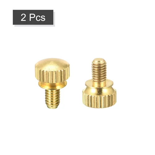 Miniatura 3 de uxcell 2 tornillos moleteados para el pulgar, pernos de hombro de latón M5x8mm, perillas de agarre escalonadas para PC, electrónicos, mecánicos