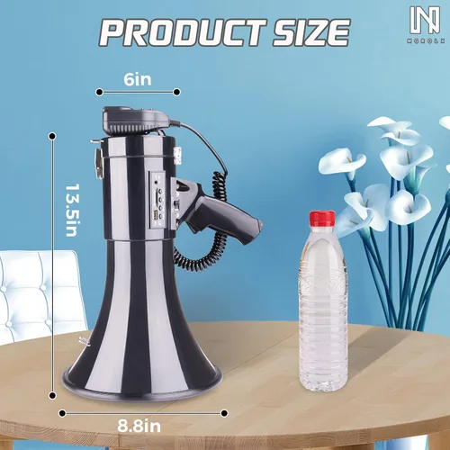 Miniatura 4 de Altavoz Megáfono Bullhorn Profesional Bluetooth de 50 Vatios con Batería Recargable y Correa Portátil - Sirena y Grabación - Entrada USB/SD/AUX