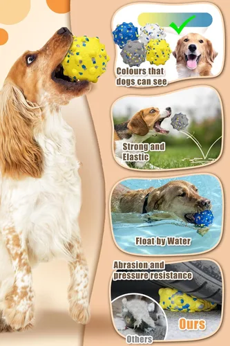 Miniatura 5 de Pelotas de tenis para perros Moonorange para masticadores agresivos, juguete interactivo indestructible, duradero, rebotador para perros, juego