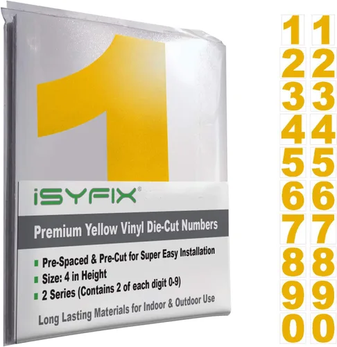 Miniatura 142 de iSYFIX Calcomanías de Números de Vinilo Verde Manzana – 1.5 Pulgadas Autoadhesivas (2 Juegos) – Calcomanía Premium Troquelada y Pre-espaciada