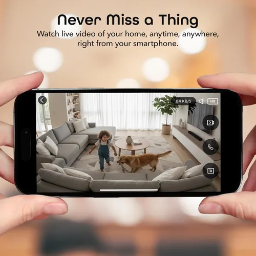 Miniatura 4 de Geeni Look 2K 4MP Cámara de seguridad inteligente para interiores – 1440p Ultra HD WiFi Monitor para mascotas y bebés con audio de 2 vías, zonas