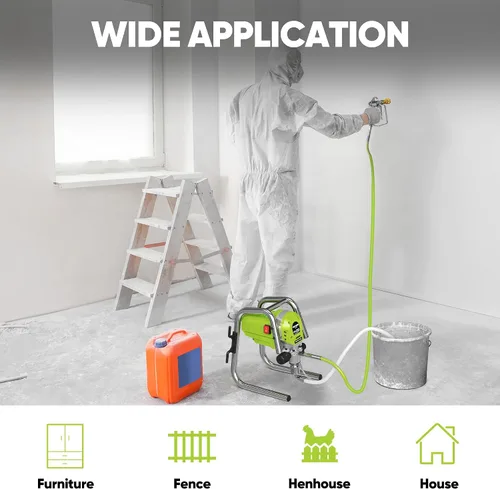Miniatura 8 de Pulverizador de pintura sin aire de 1200 W, pistola pulverizadora de pintura de alta eficiencia de 3300 PSI, sin adelgazamiento, con varilla